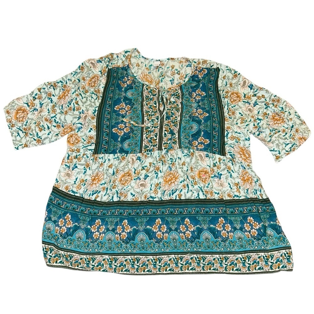 BROWN COCO-WOMENS BLUE FLORAL BOHO TOP-SIZE 2X
Blue floral boho babydoll top
